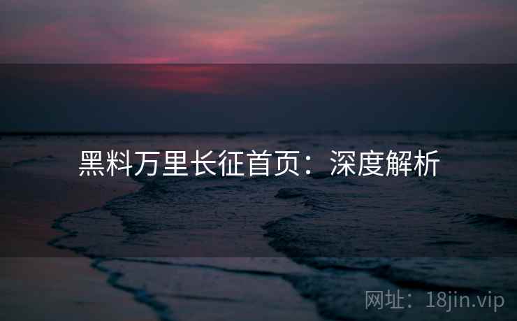 黑料万里长征首页：深度解析