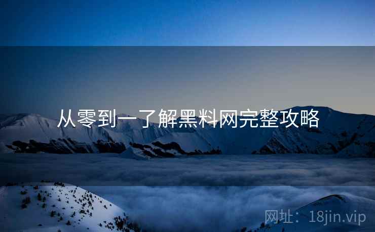 从零到一了解黑料网完整攻略