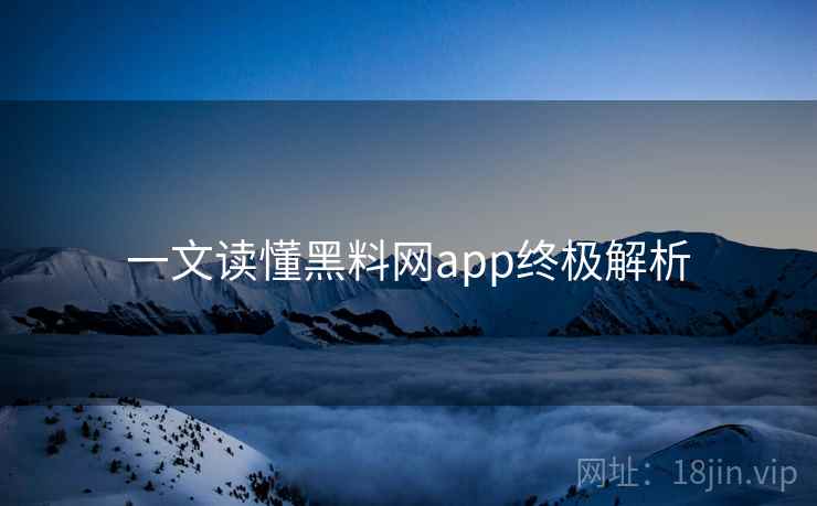 一文读懂黑料网app终极解析
